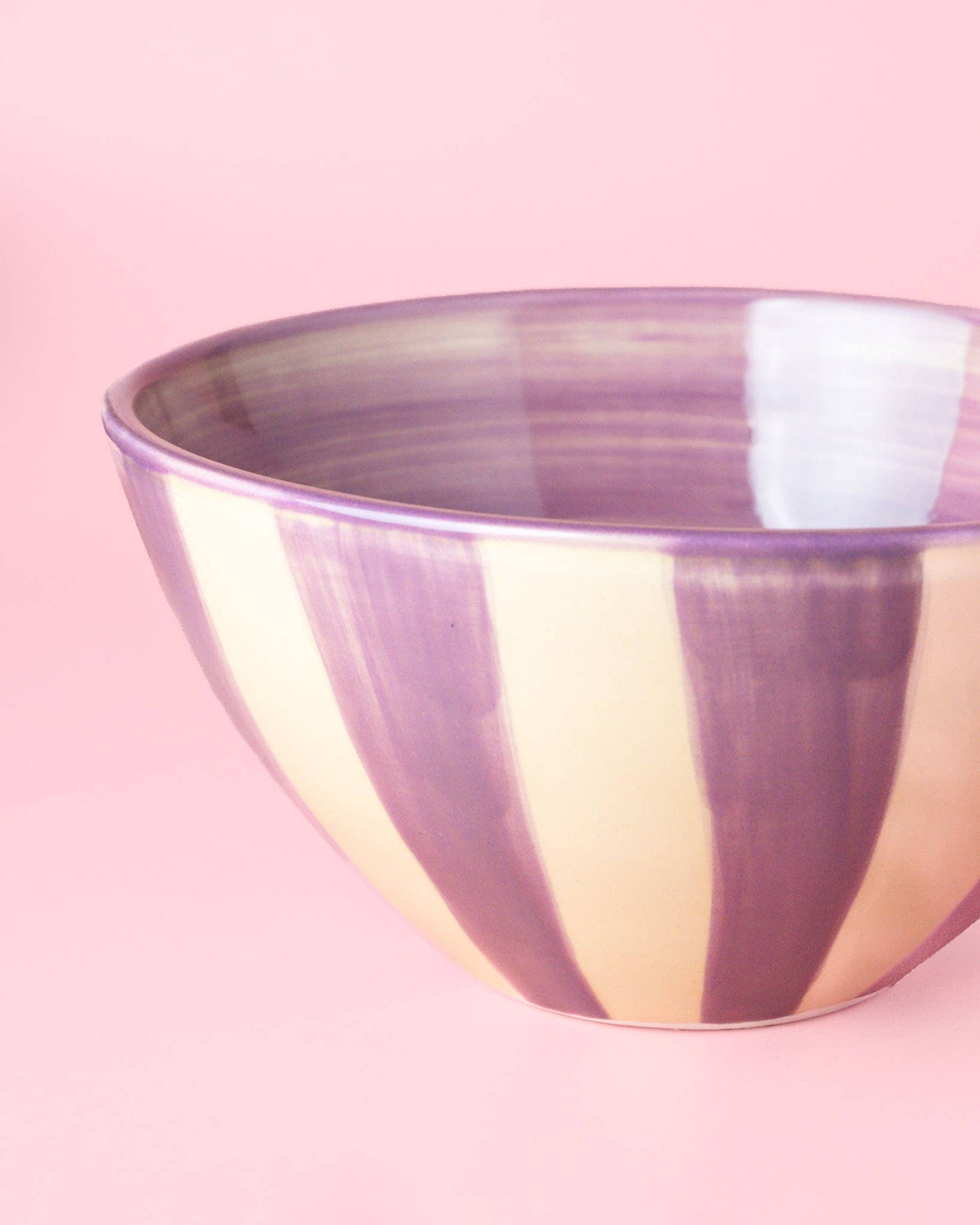 Ceramic salad bowl 1.5L 21cm /ALBA Lilac and Yellow Stripes