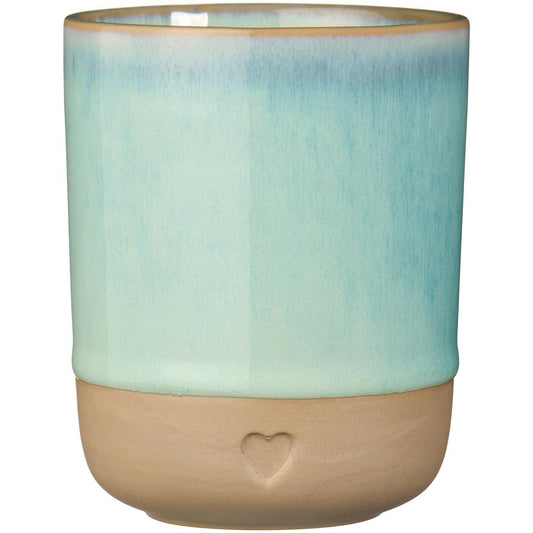 Mug w/o handle Heart matt brown clay w/light green edge 190 ml