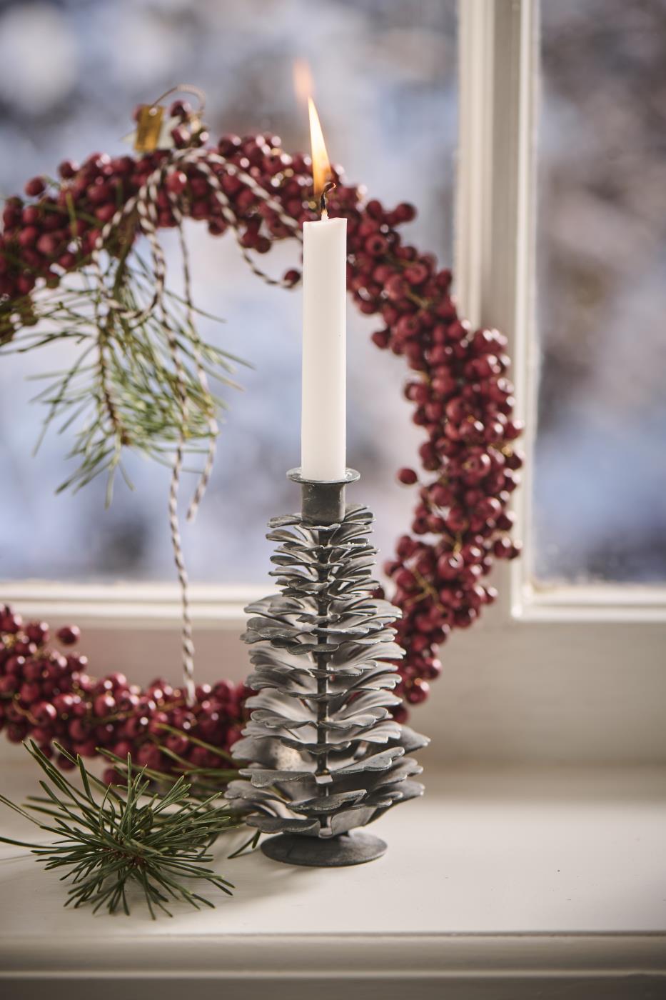Candle holder f/1.3 cm candle cone metal tall