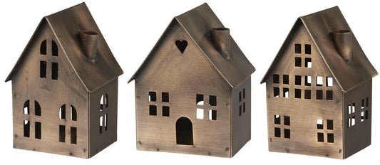 House 3 asstd candle holder f/1.3 cm candle, holder in chimney