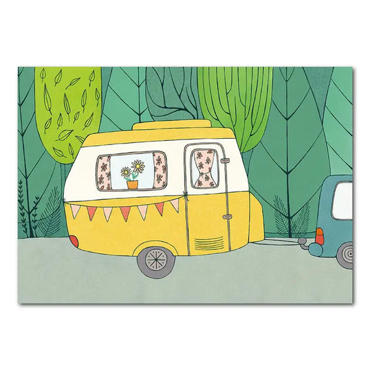 Yellow Retro Caravan | Card