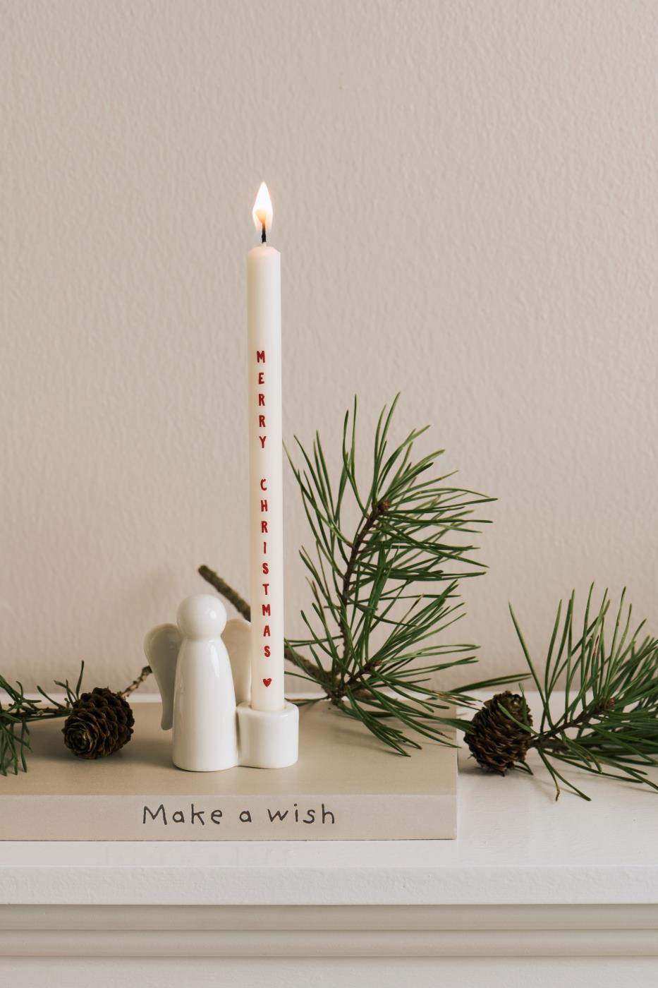 Taper candle w/Merry Christmas stearin Ø:1.3 H:20