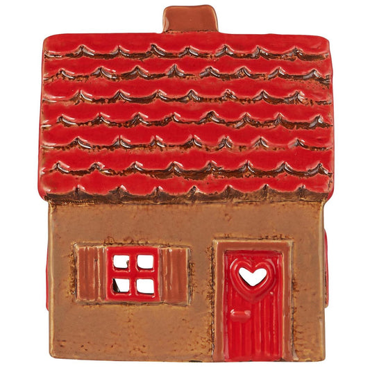House f/tealight Stillenat red roof and red door