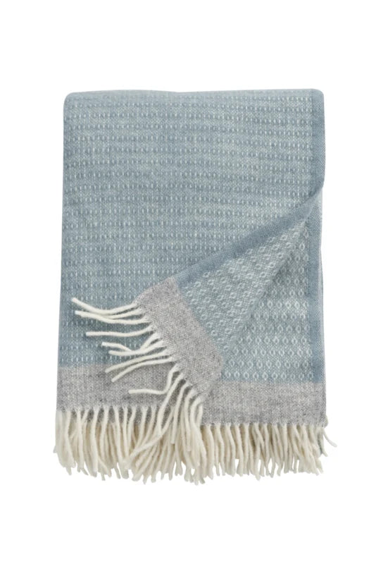 Klippan Plaid Harald dusty blue/grey - 100% lamswol