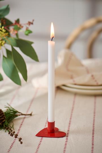 Candle holder f/1.3 cm candle heart-shaped red