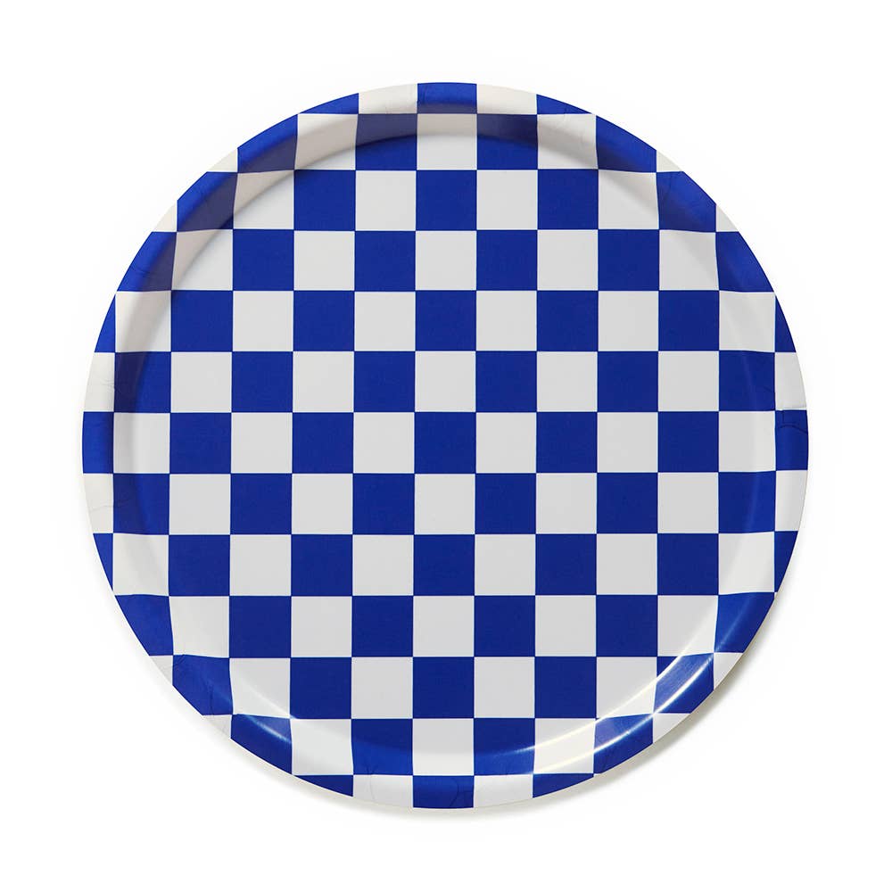 Sea Salt CHECKER Round Serving Tray - 31 cm