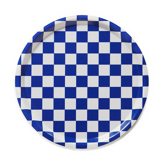 Sea Salt CHECKER Round Serving Tray - 31 cm