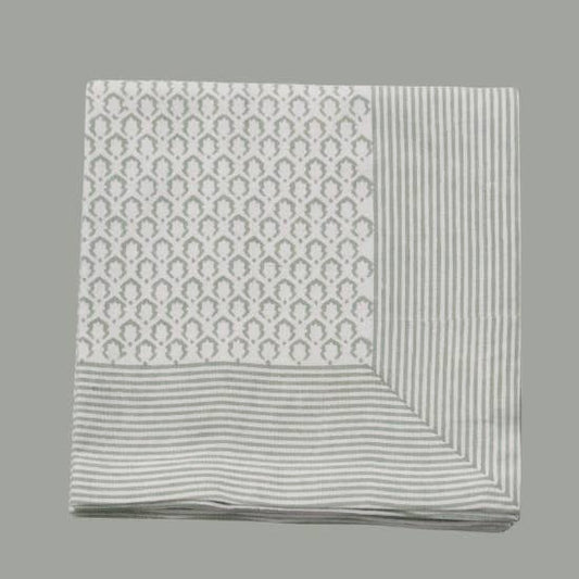 Handblockprinted tablecloth Little crown green 150 x 240