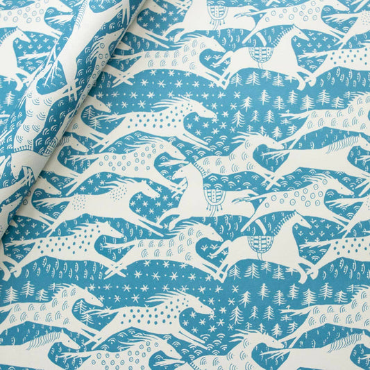 Patterned Paper Horses Blue