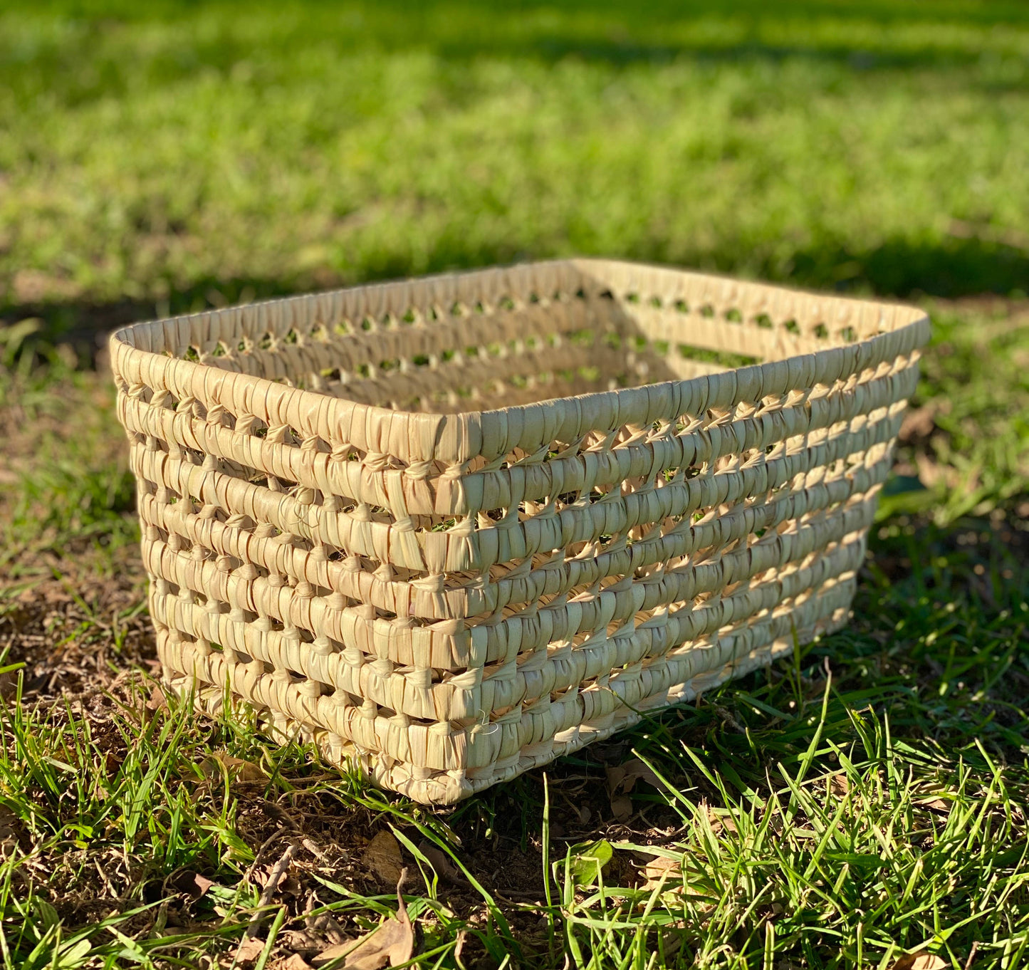 RECTANGULAR CANE BASKET: Medium