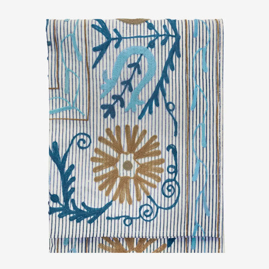 Suzani embroidered cotton throw