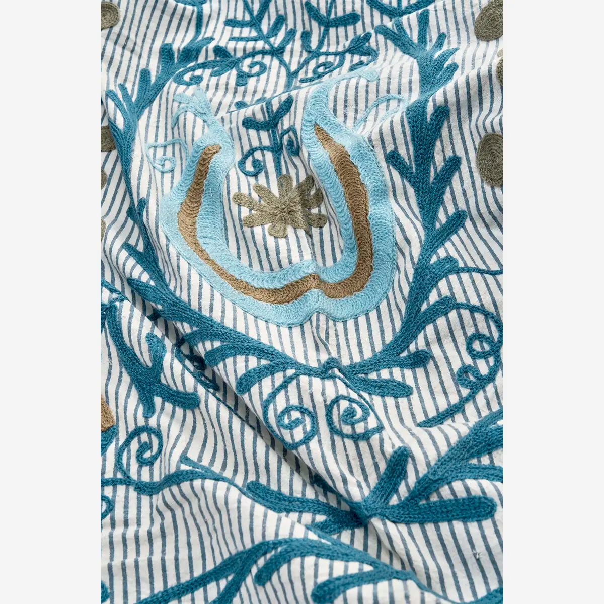 Suzani embroidered cotton throw