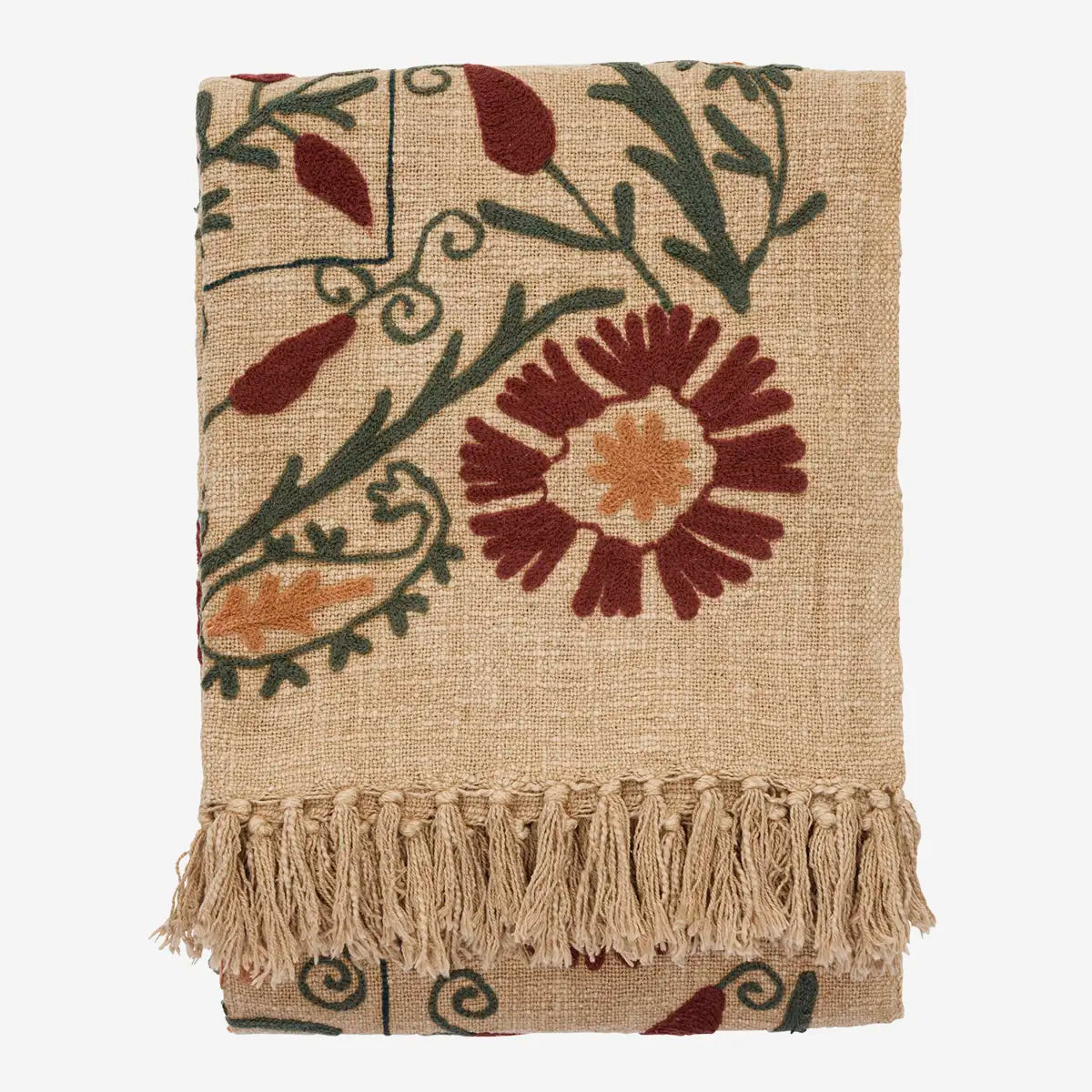 Suzani embroidered throw