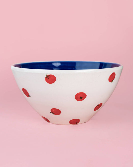 Ceramic Salad Bowl 1.5 L - 21 cm - White & Blue - Pomodoro