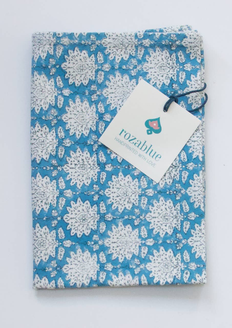 Breezy Bright Blue handblockprinted Kitchen Dishcloth