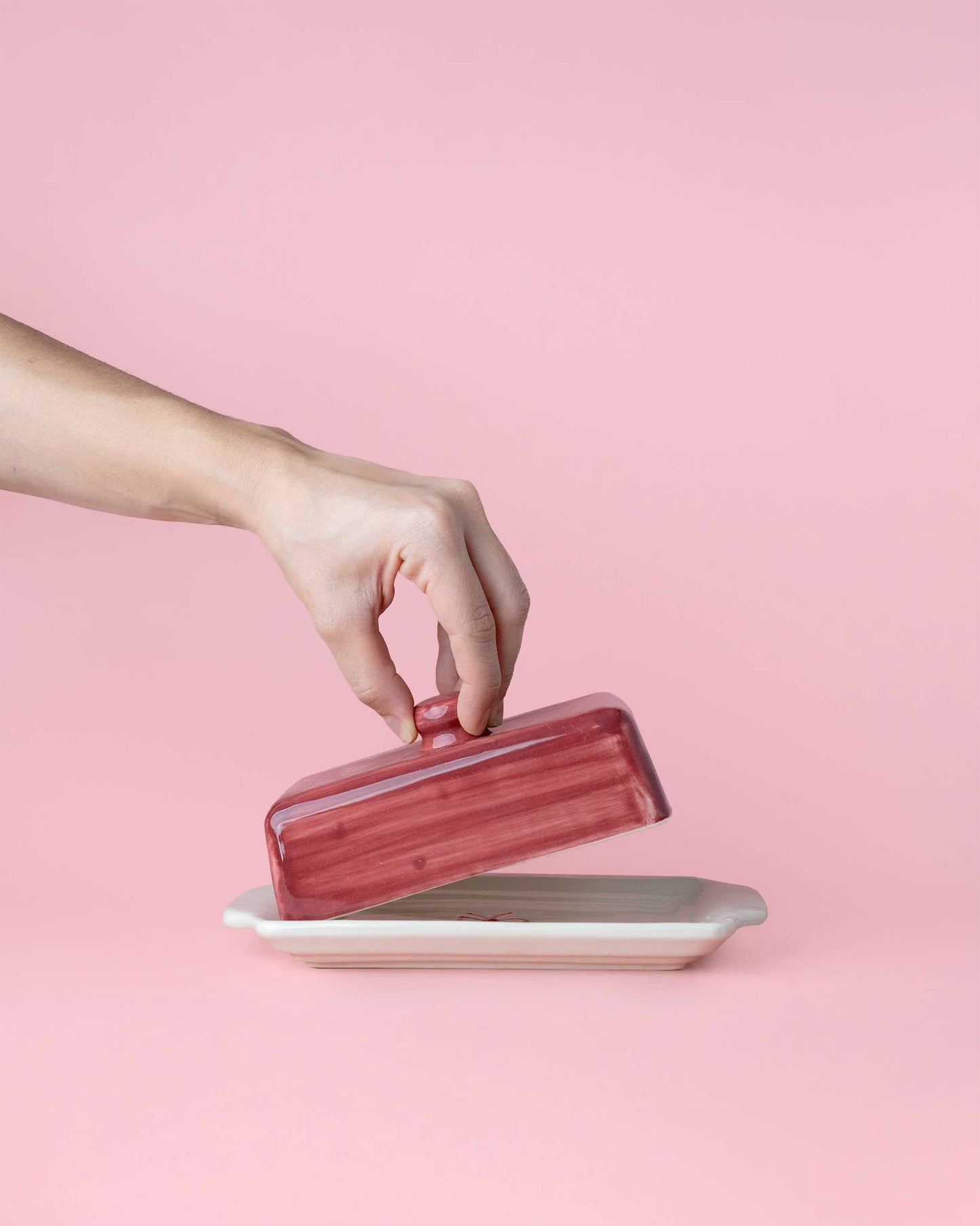 Burgundy Ceramic Butter Dish – Handmade Holiday Gift - Noell