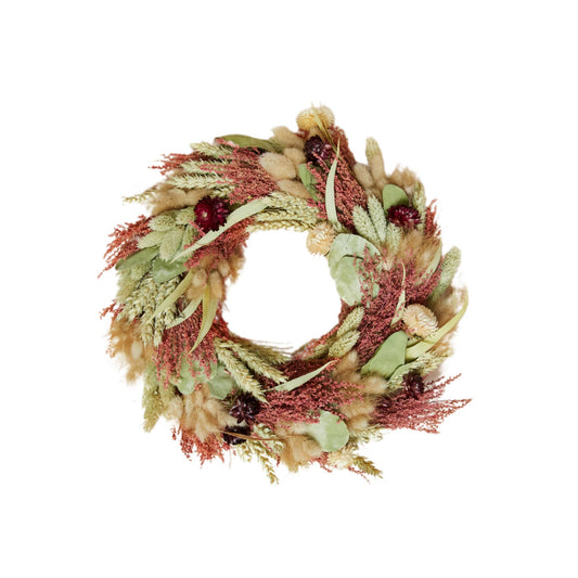 Christmas wreath with dried flowers - rosewood: Large