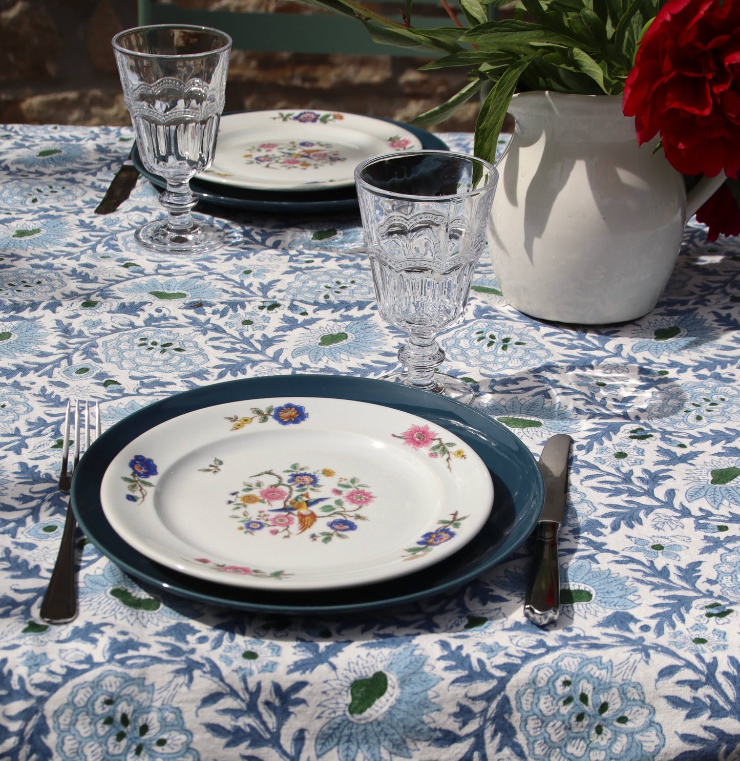 Sunny Day Handblockprinted Tablecloth 160 x 270