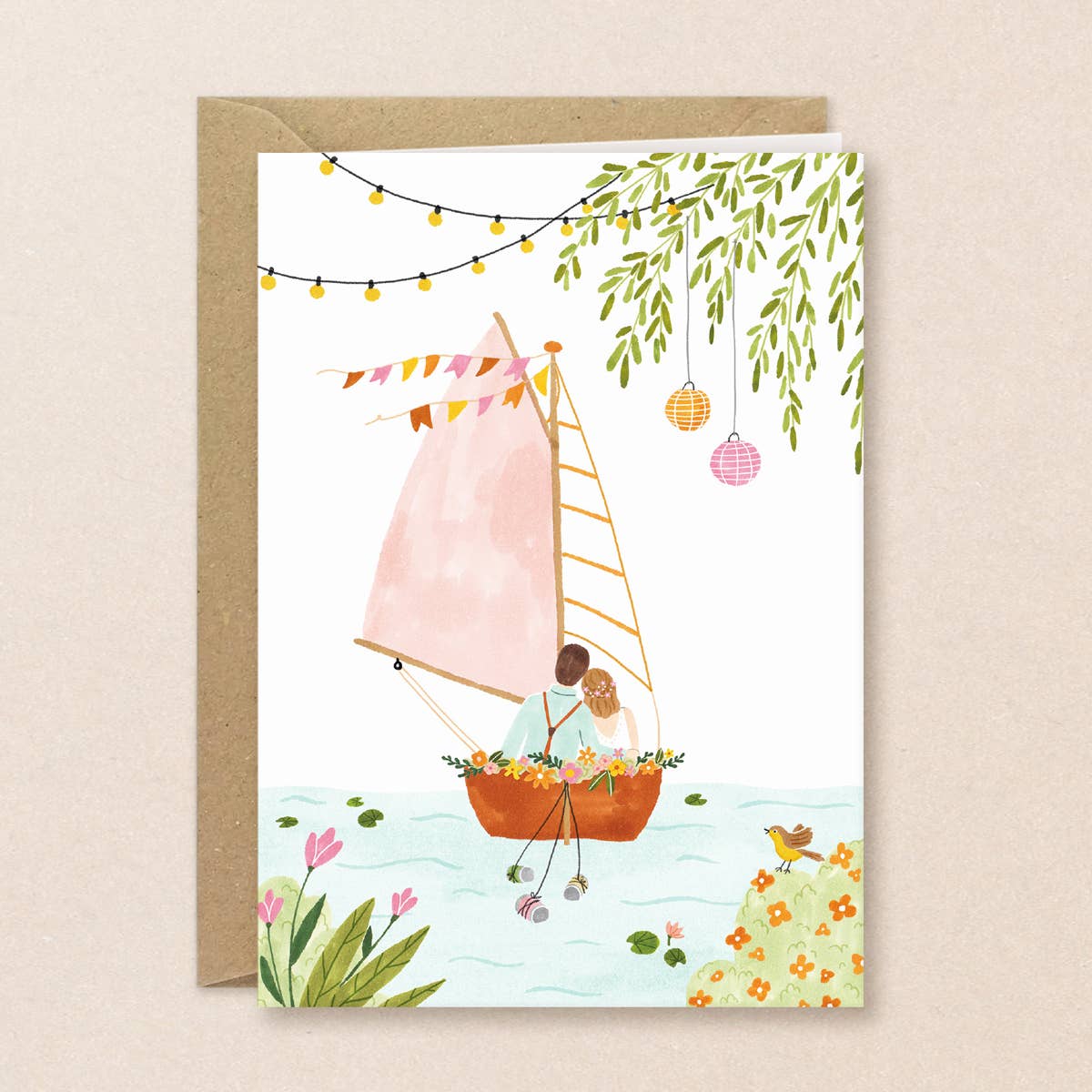 Greeting Card Wedding Boat