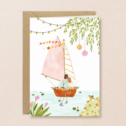 Greeting Card Wedding Boat