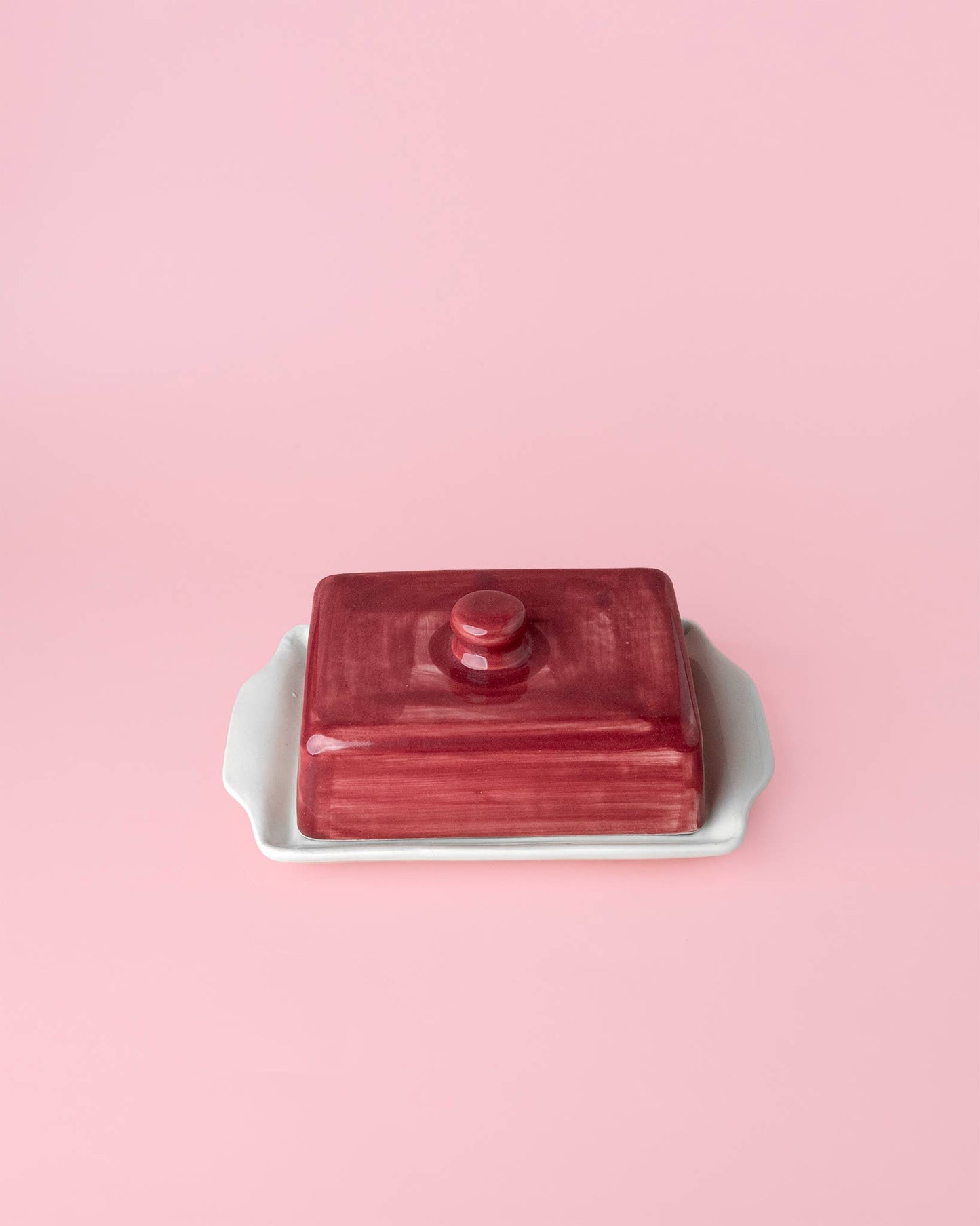 Burgundy Ceramic Butter Dish – Handmade Holiday Gift - Noell