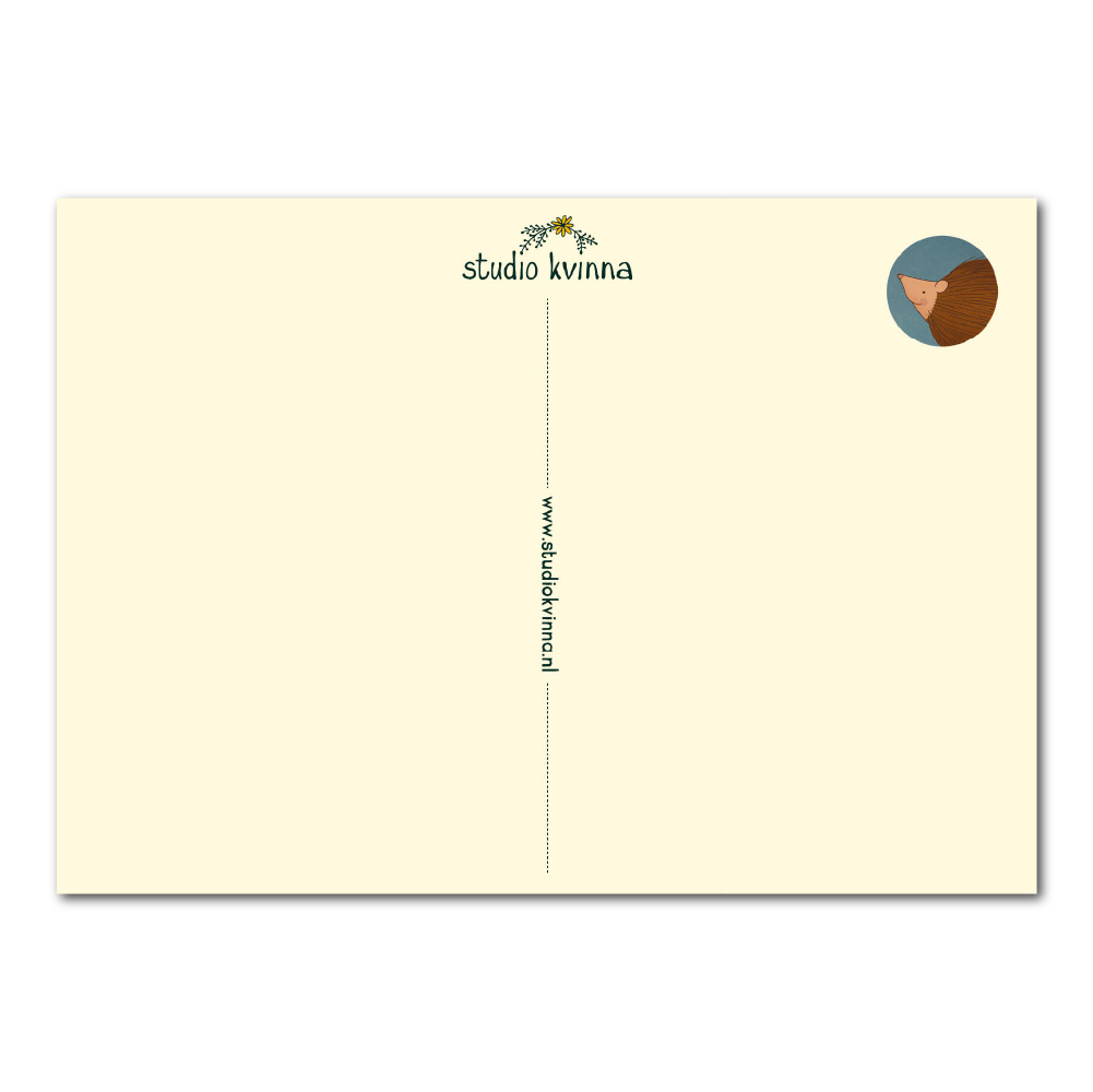 Postcard Hedgehog with Pine Cone