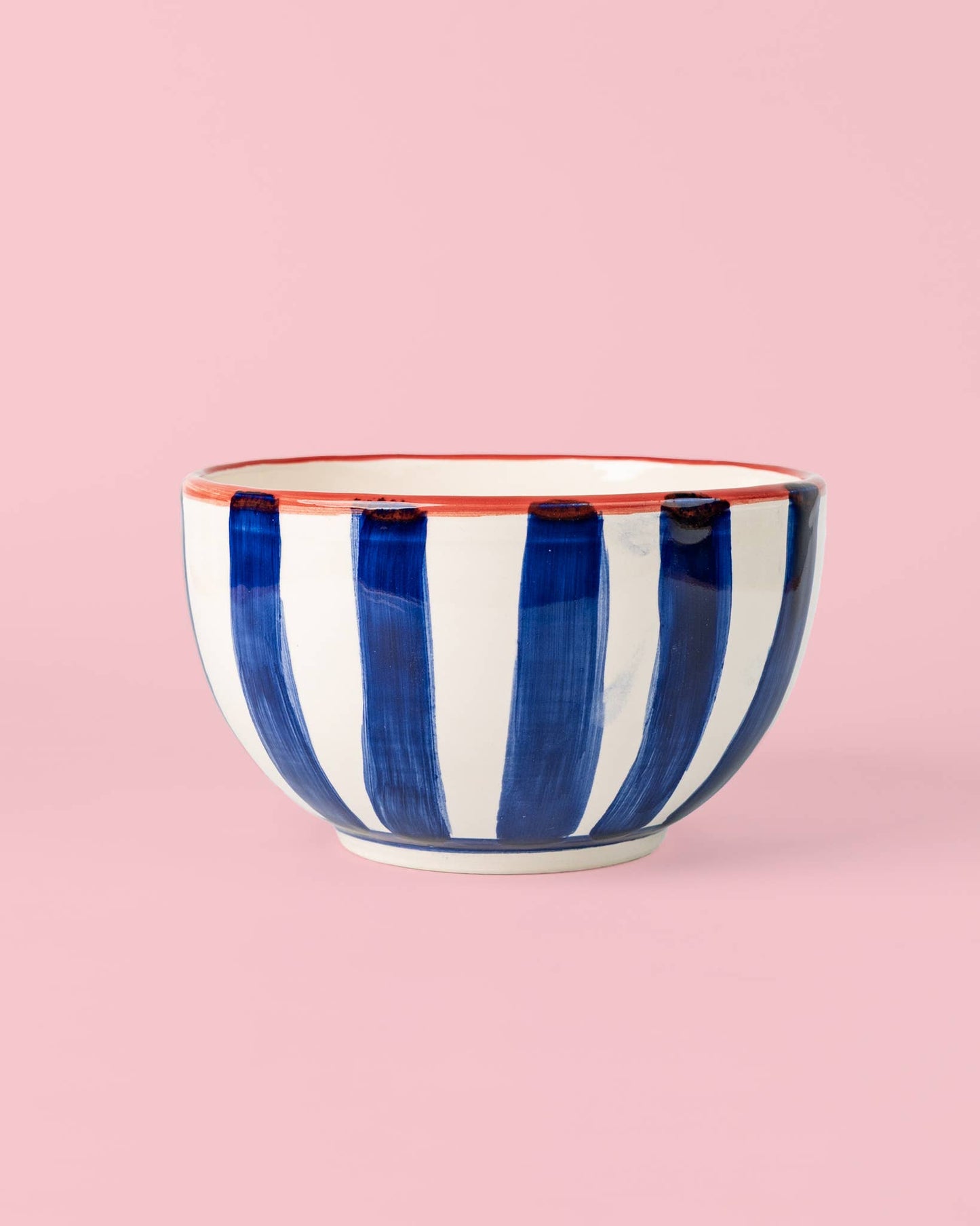 Striped Ceramic Bowl – Hand-Painted - Pomodoro