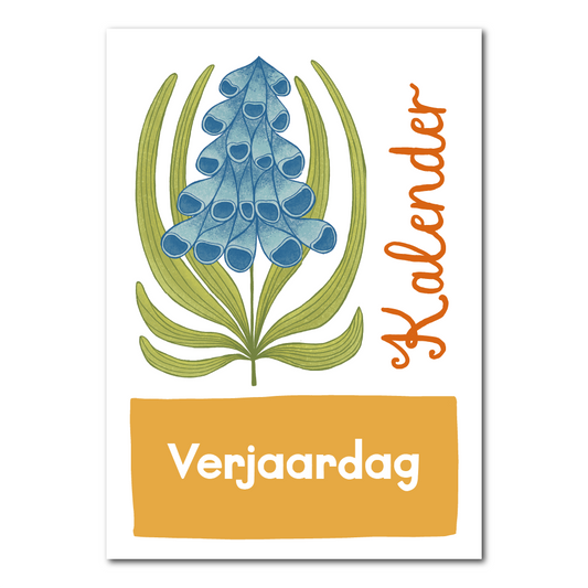 Birthday calendar with flowers: Dutch