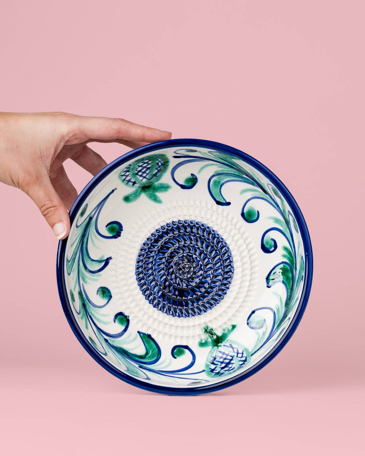 Large Blue Ceramic Garlic Grater Plate - Granada: WITHOUT PACKAGING