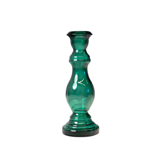 Recycled glass candle holder - 20cm & 22cm: Emerald Green / 20 cm