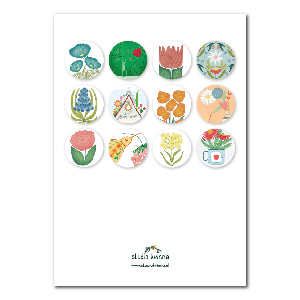 Birthday calendar with flowers: Dutch