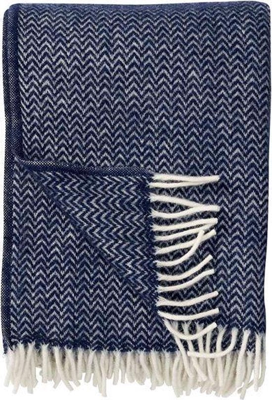 Klippan -Chevron dark denim, woven wool throw