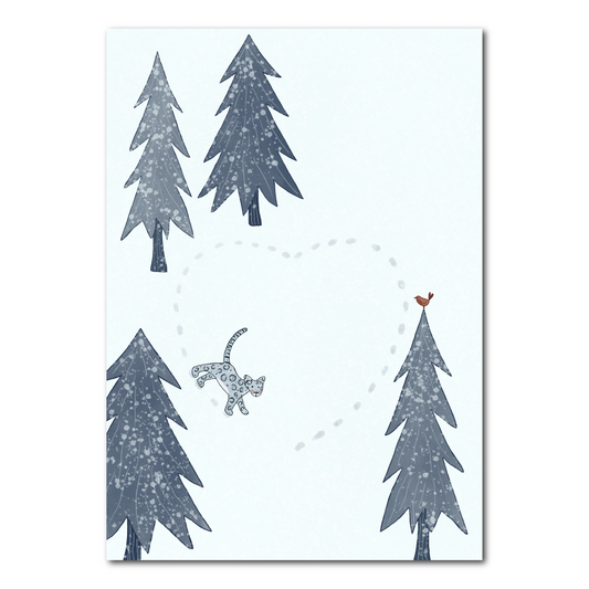 Snow Leopard with Heart | Postcard