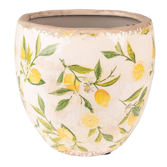 Planter Ø 13x12 cm Yellow Ceramic Lemon Indoor