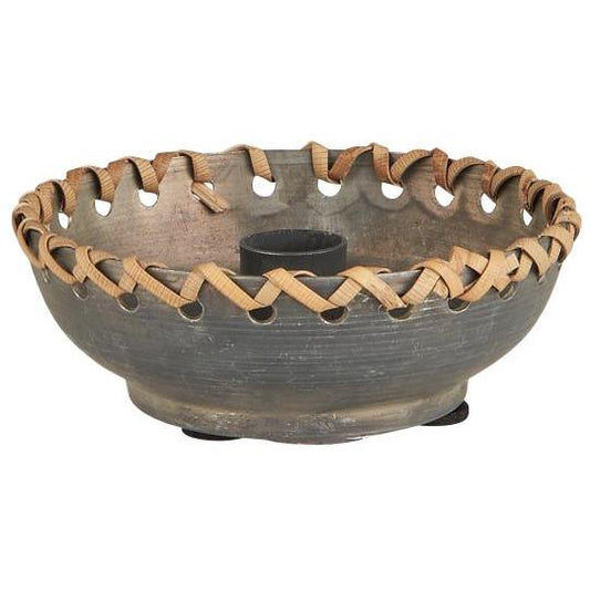 Candle holder f/1.3 cm candle w/braided edge