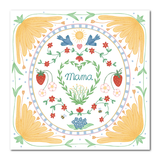 Mama card with flowers in Swedish style