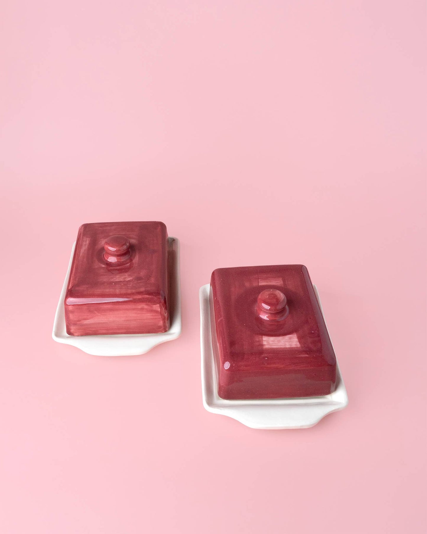 Burgundy Ceramic Butter Dish – Handmade Holiday Gift - Noell