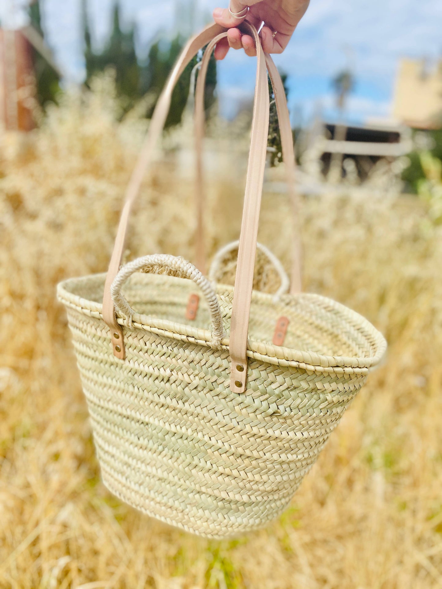 DOUBLE HANDLE PALM BASKET