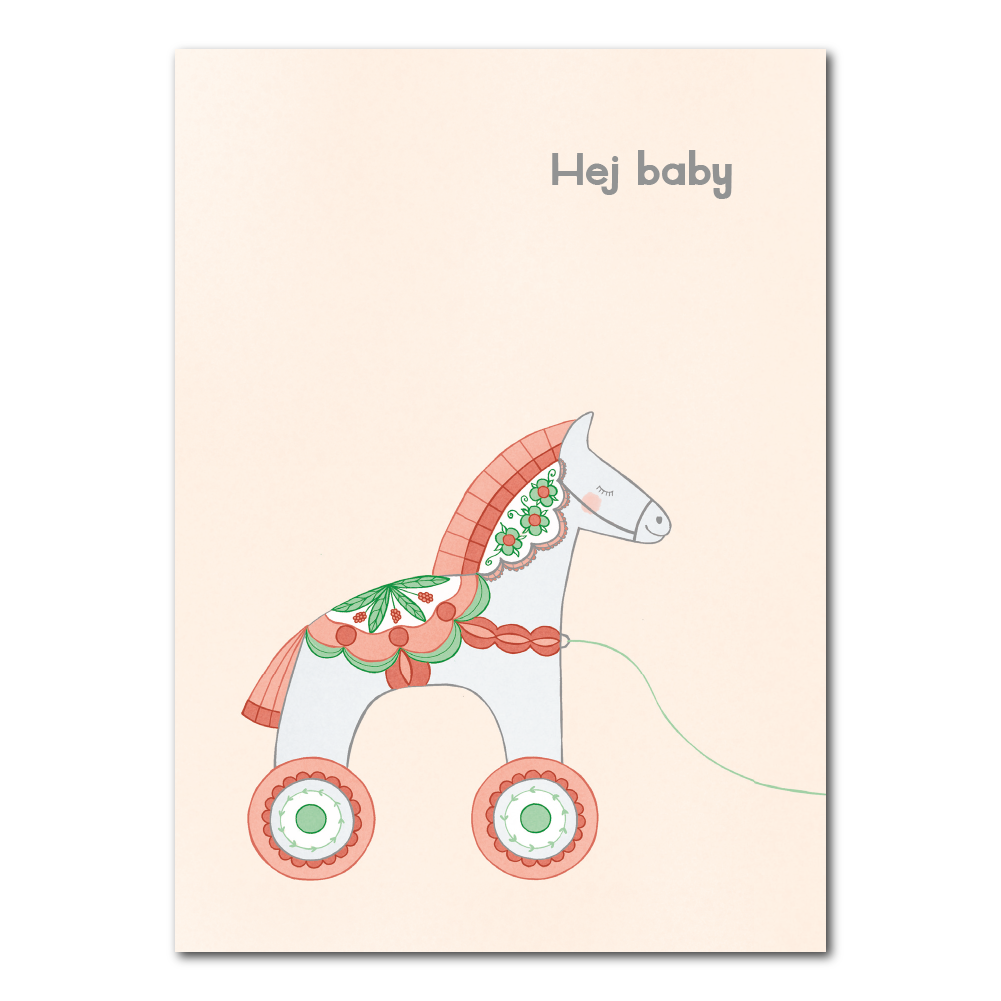 Hej baby with Swedish draft horse | Card