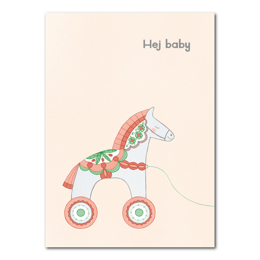 Hej baby with Swedish draft horse | Card