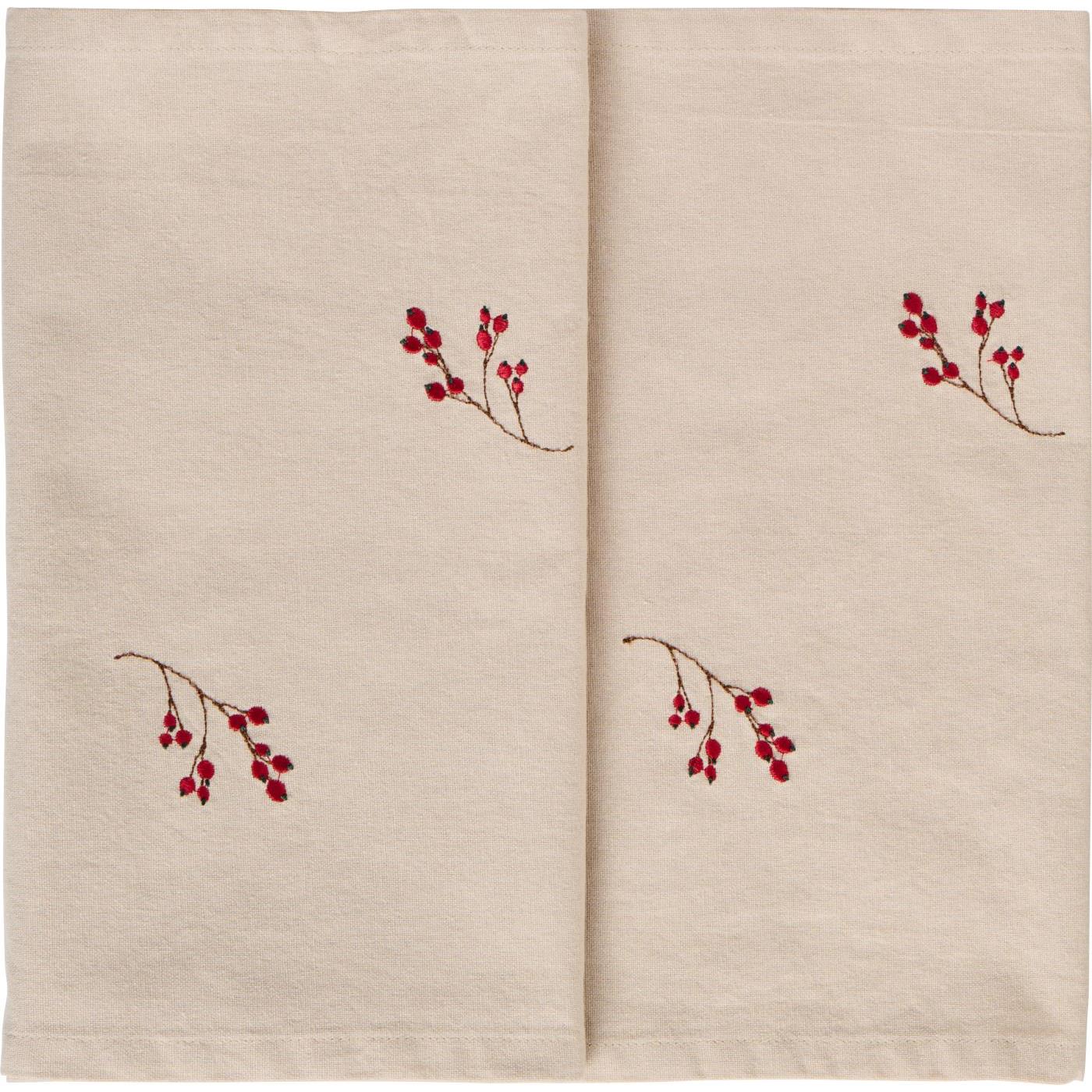 Tafelloper / Table runner Tradition w/winterberry branches linen coloured