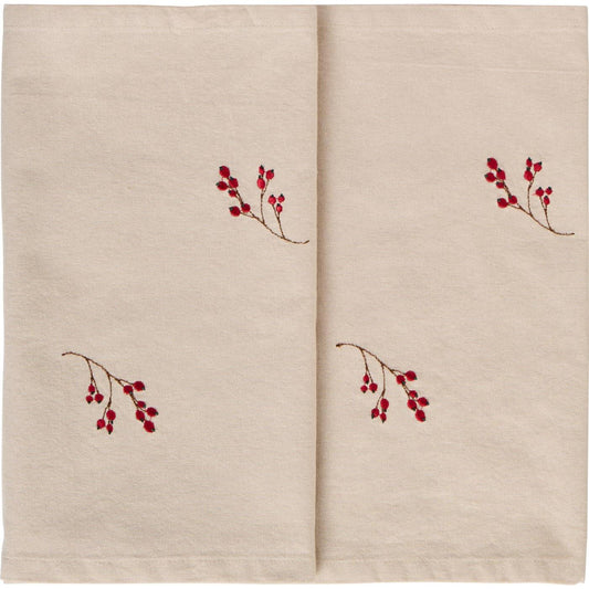 Tafelloper / Table runner Tradition w/winterberry branches linen coloured