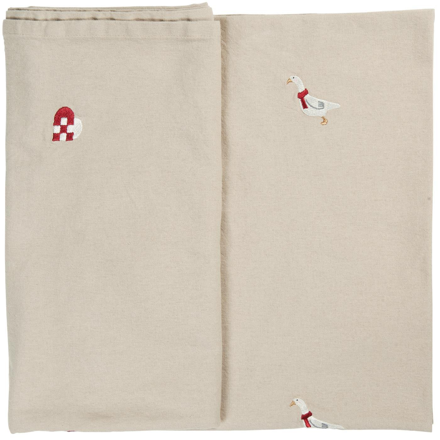 Table cloth Tradition square w/embroidered Christmas motifs linen coloured