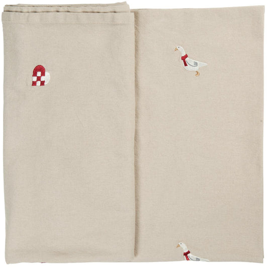 Table cloth Tradition square w/embroidered Christmas motifs linen coloured
