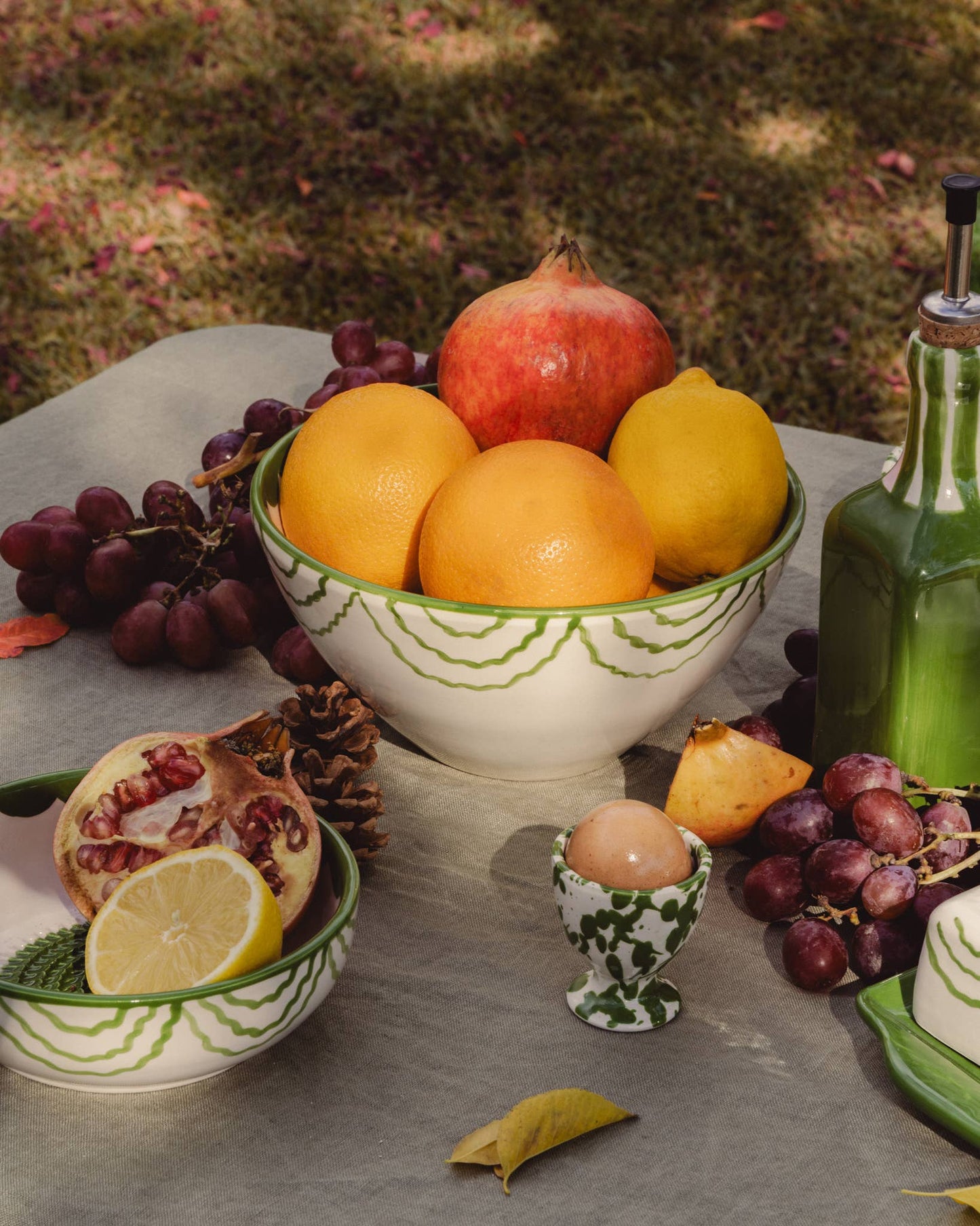 Artisanal Ceramic Serving Bowl – Green & White / ROOTS