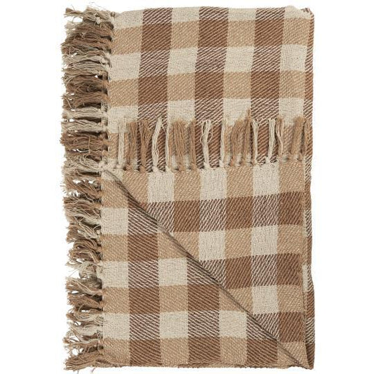 Throw natural/beige/brown checks 130 x 160