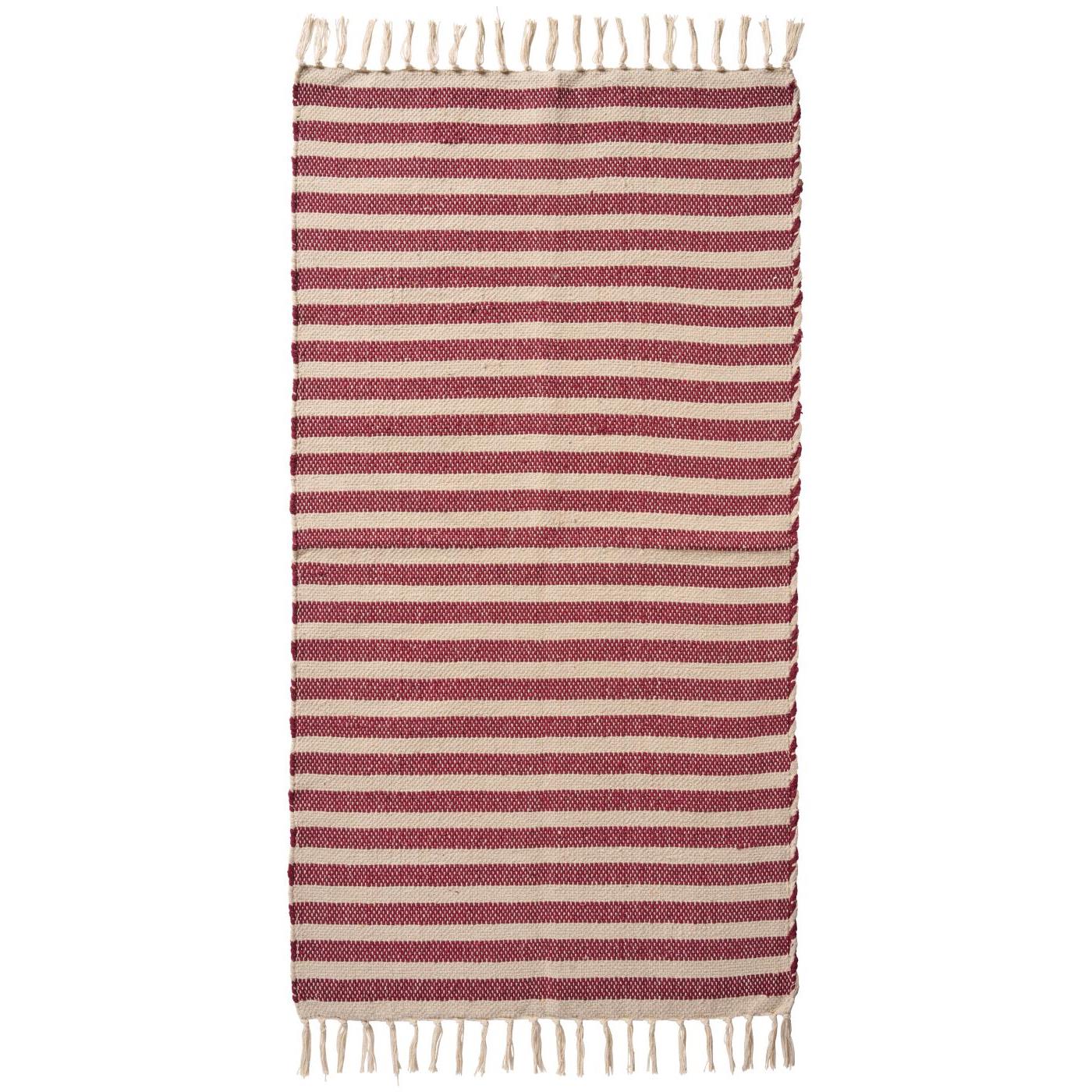 Floor runner cream and red stripes