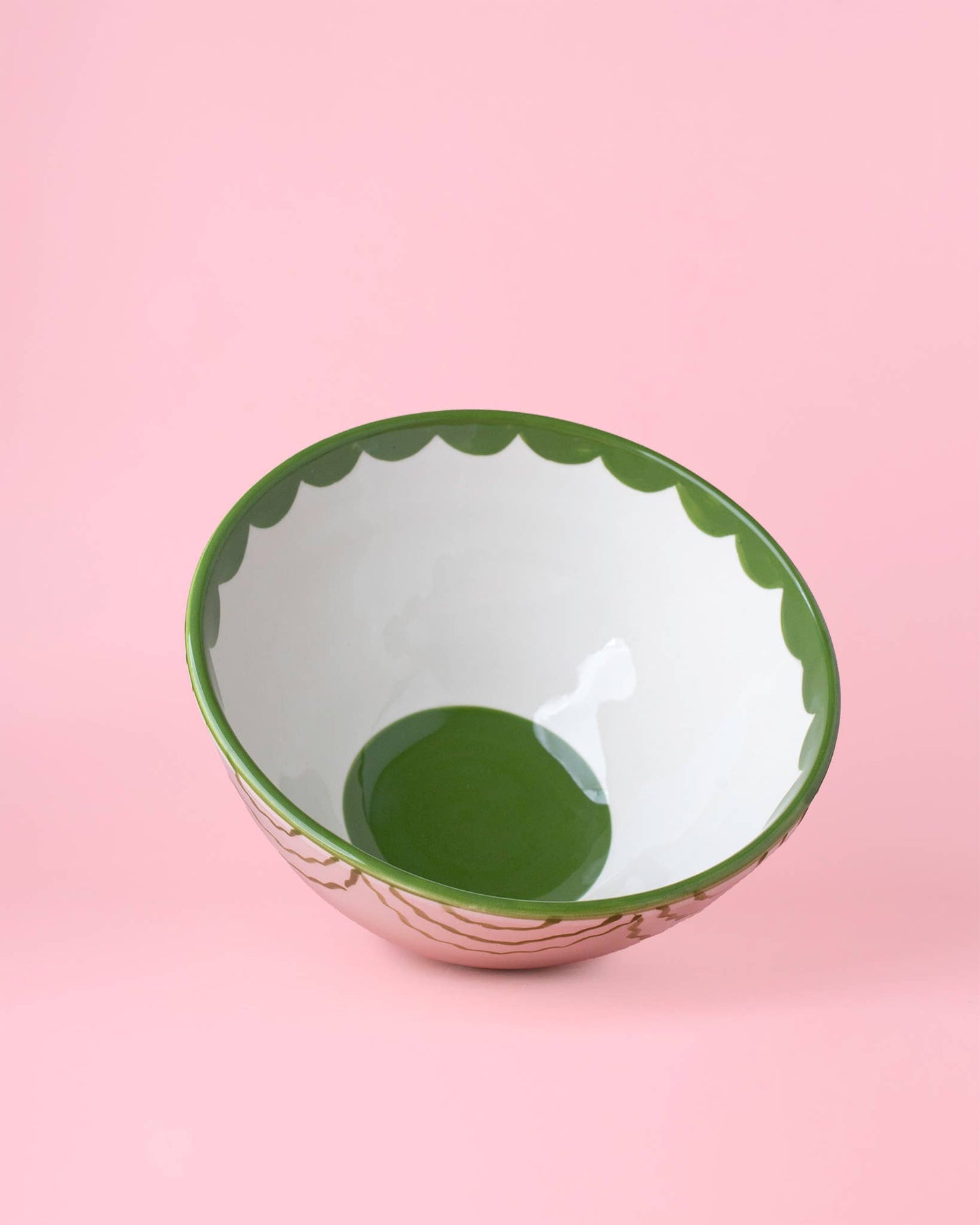 Artisanal Ceramic Serving Bowl – Green & White / ROOTS
