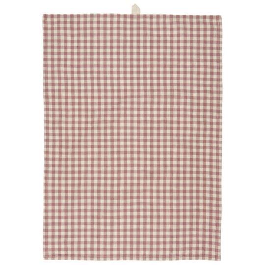 Tea towel Mette malva w/small natural checks