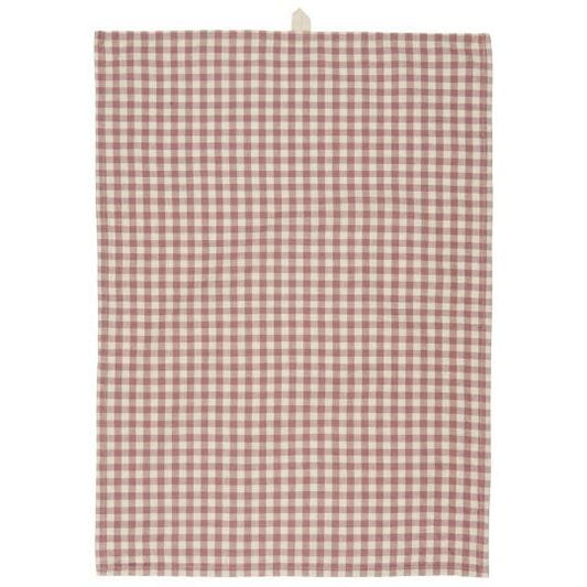 Tea towel Mette malva w/small natural checks